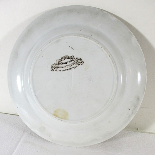 7 1/2" W BROWN TRANSFER 19TH C ENGLISH WEDGWOOD PLATE, CORINTIA NEAR MINT - Picture 3 of 4
