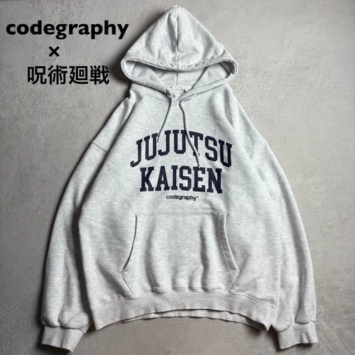 Jujutsu Kaisen Codegraphy Hoodie Gray Size L Excellent Condition - product listing photo