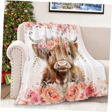 Blanket for Girls Women, Ultra Soft Throw 50 X 60" for Teen Highland Cow