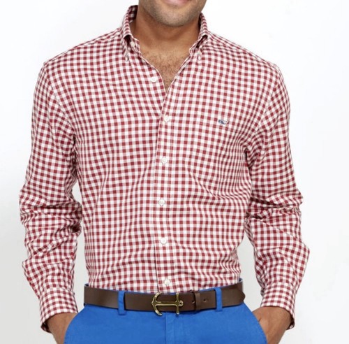 Vineyard Vines Slim Fit Tucker Shirt M Cotton Red/White Gingham Button-Down