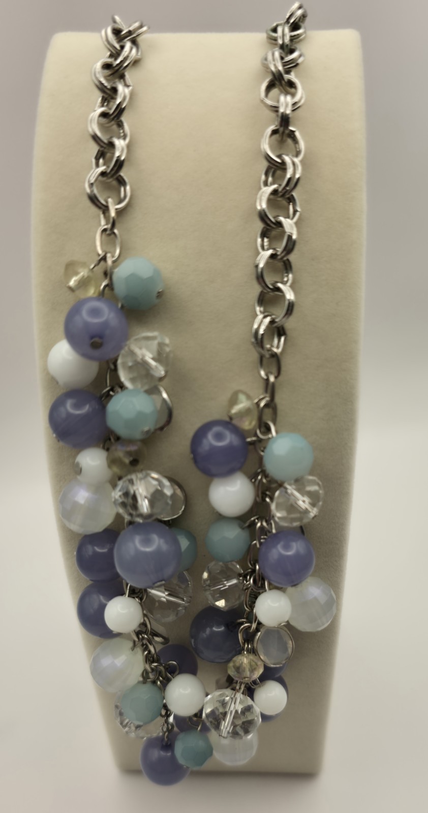 Multi-strand statement necklace  periwinkle, lave… - image 1