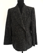 Vintage Saint Laurent Rive Gauche Tweed Blazer Double Breasted Wool Jacket