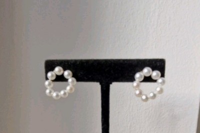 AKOYA PEARL STUD EARRINGS CIRCLE SHAPED 18K carat YELLOW GOLD 