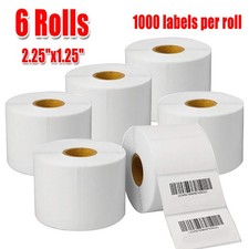 6 Rolls 2.25"x1.25" Direct Thermal Barcode Labels Stickers For Zebra LP2824 2844