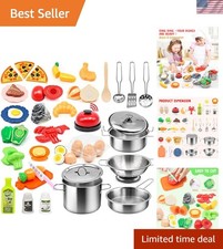 38-Piece Kids Kitchen Play Set with Stainless Steel Pots  Interactive Bell