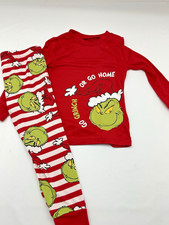 Dr Seuss The Grinch Long Sleeve Pajama Set Youth 3T Go Grinch Or Go Home