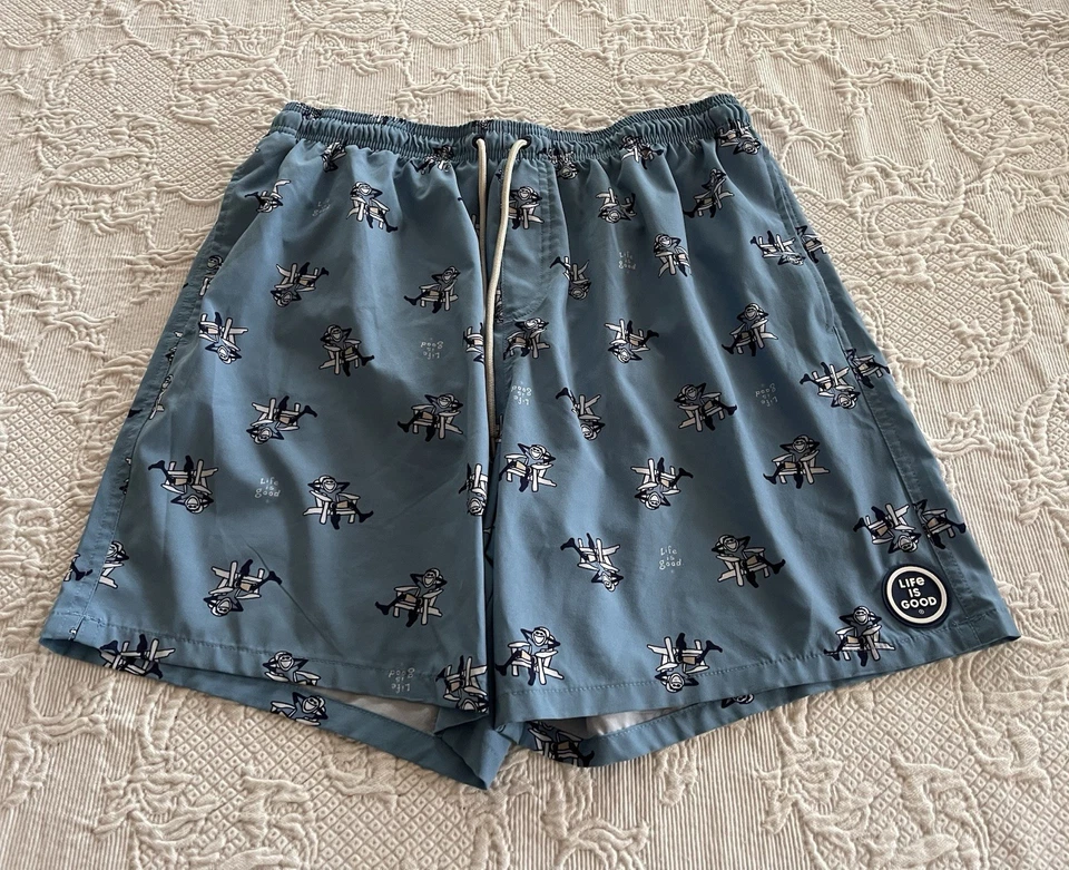 Bañador Life Is Good Logo Cordón Forrado Bolsillo Board Shorts Azul Hombres XL Foto 3 de 4