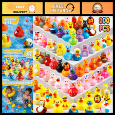 200 Pcs Mini Rubber Ducks Assortment for Ducking, Bath Toys, Pool Party Favors