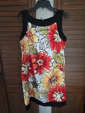 AB Studios Womens Multicolor floral sleeveless Shift dress with pockets size 16