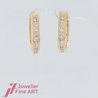 Earrings-brilliant hoop earrings with 20 brilliant-cut diamonds (diamond) total 0.25ct - 18K/750 Gold