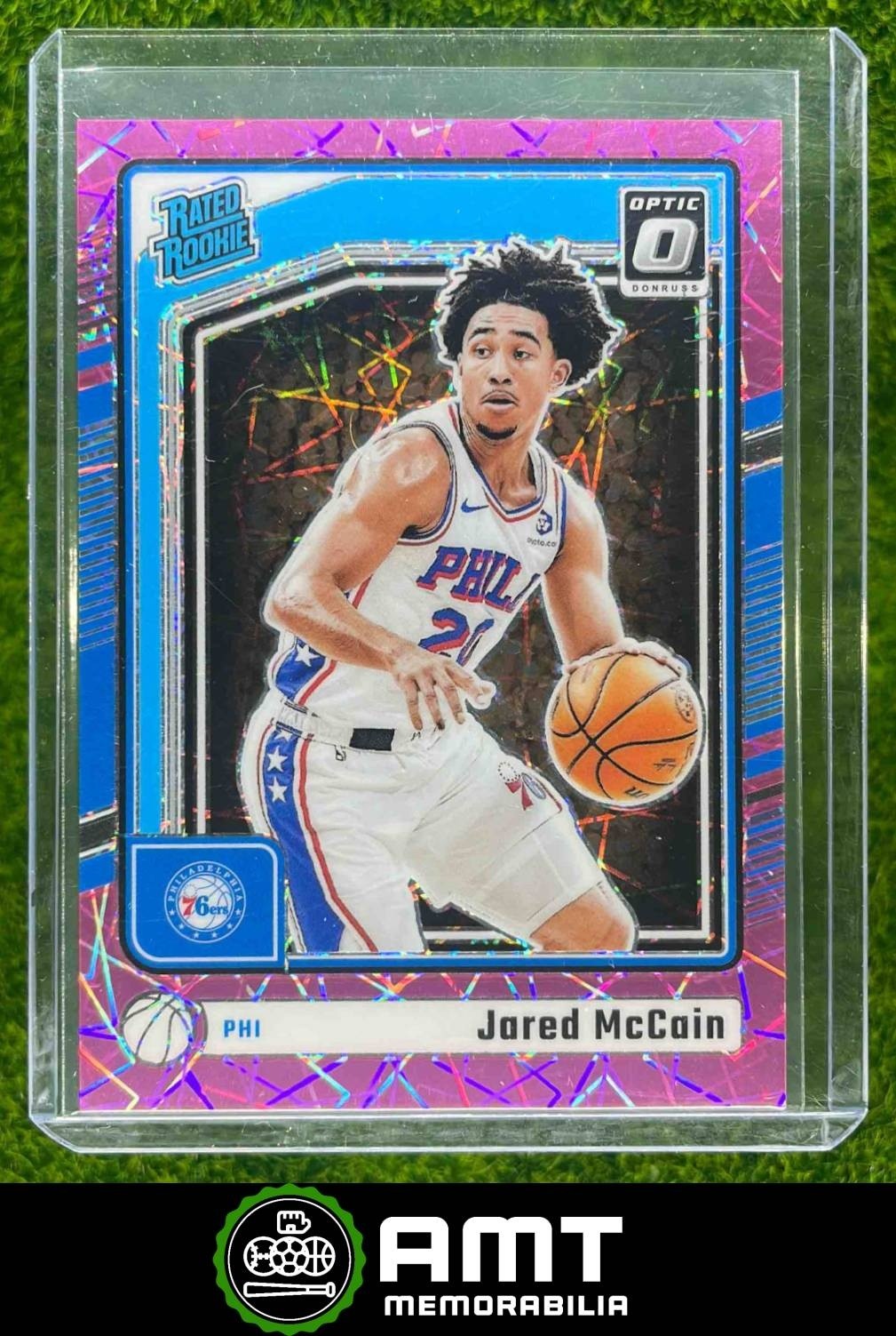 Jared McCain RC 2024-25 Panini Donruss Optic 29/79 Pink Velocity 76ers #270