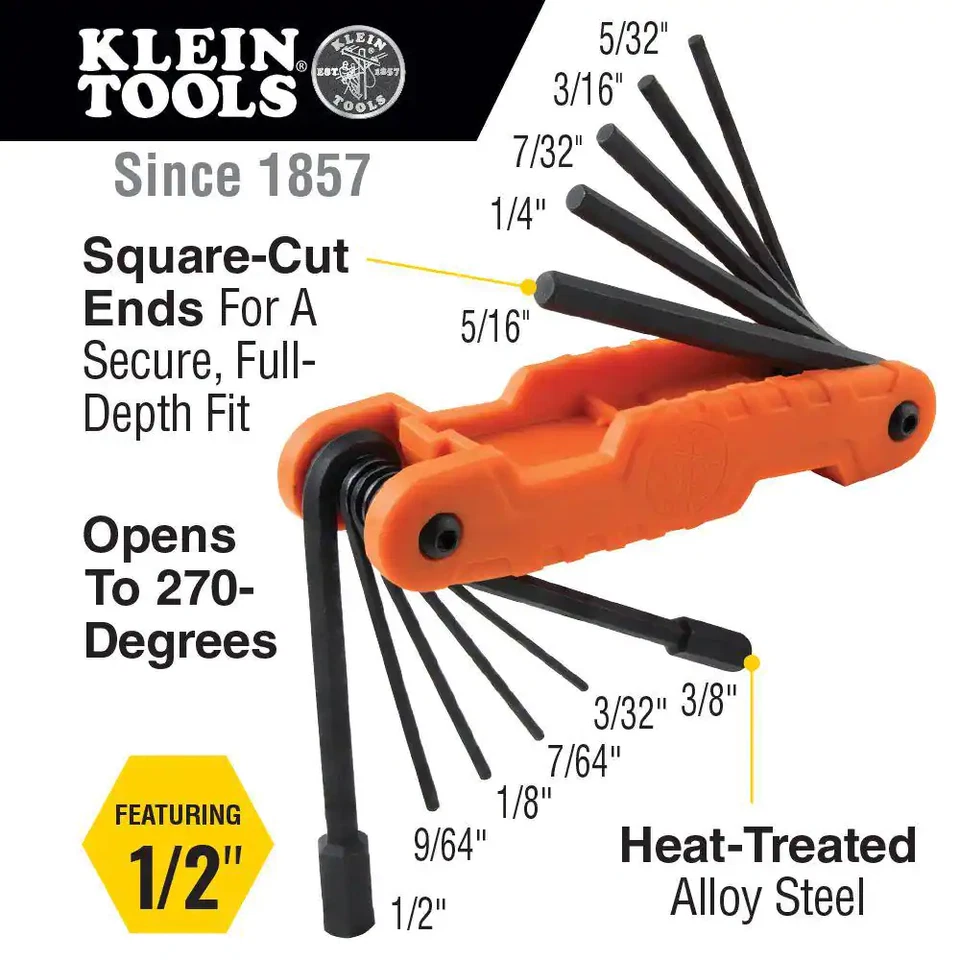 Pro Folding Hex Key Set, 11-Key, SAE Sizes - Image 2 of 4