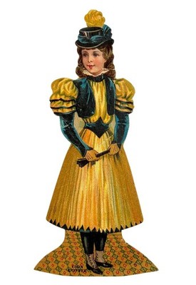 LION COFFEE Antique Victorian Trade Card Die-Cut Paper Doll - The Tailor Girl
