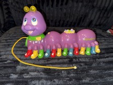 Leap Frog Alphabet Pal Caterpillar With Sounds Pull Toy Purple-Fully Functional 