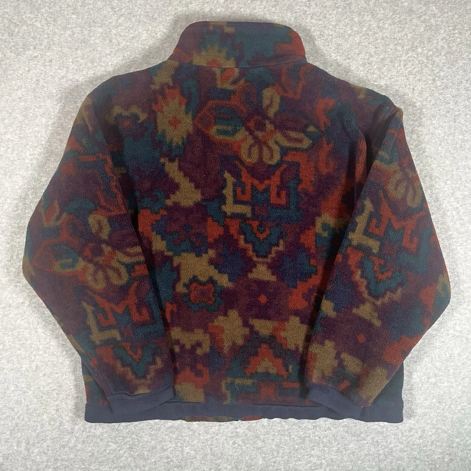 Chaqueta De Colección Años 90 Lands End Mujer M Patrón Multicolor Cremallera Completa Vellón Hecha en EE. UU. Foto 2 de 4