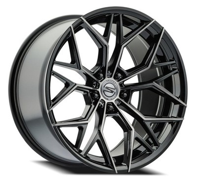 22'' Select Syndicate Glossy Black Machined DDT Face 22x9 Wheel 5x112  38mm Rim