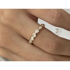 14K Yellow Gold Half Eternity Ring 0.40ct Pear Lab-Created Diamond F/VS