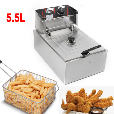 Neu 5.5 L Elektrische Friteuse Fritteuse Fritöse Thermostaten Edelstahl Deep Fry