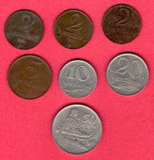 1922-32 LATVIA LETTLAND 2, 5, 10, 20 and 50 SANTIMU LOT OF 7 COINS 9243