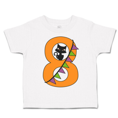 Halloween Toddler T-Shirt Halloween Number 8 Ribbon Cat Magic Boy & Girl Clothes