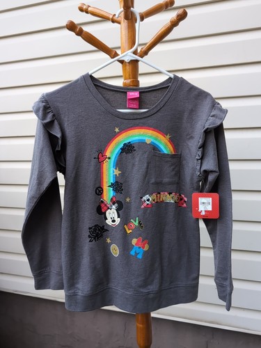 Official Disney Girls Minnie Mouse Long Sleeve Shirt Rainbow Size L 10-12 Girls - Picture 2 of 9