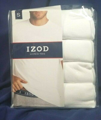 Izod 4 Pk Crew Neck T-Shirts S White, Super Soft Cotton, Classic Fit SHIPS FREE!