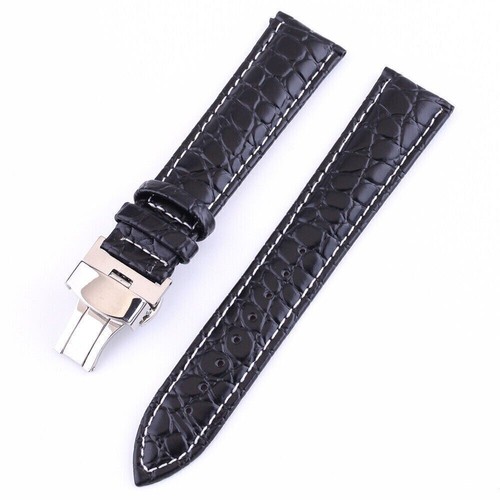 Pulsera Unisex 12-24mm Cuero Genuino Cierre Mariposa Hebilla Correa Reloj - Imagen 25 de 27