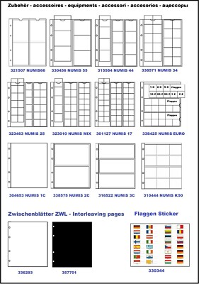 Leuchtturm-Numis-Münzhüllen-17-25-34-44-55-66-MIX-KMS-K50-1C-2C-3C-EURO-FLAGGEN