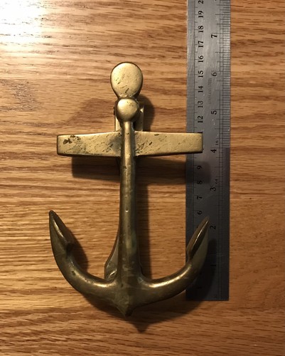 "Llama de puerta náutica ancla vintage de latón macizo de 6""" - Imagen 6 de 6