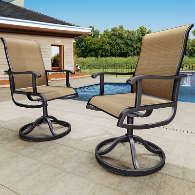 TAUS Swivel Patio Chairs Set of Textilene Outdoor Patio Dining Chair  Furniture