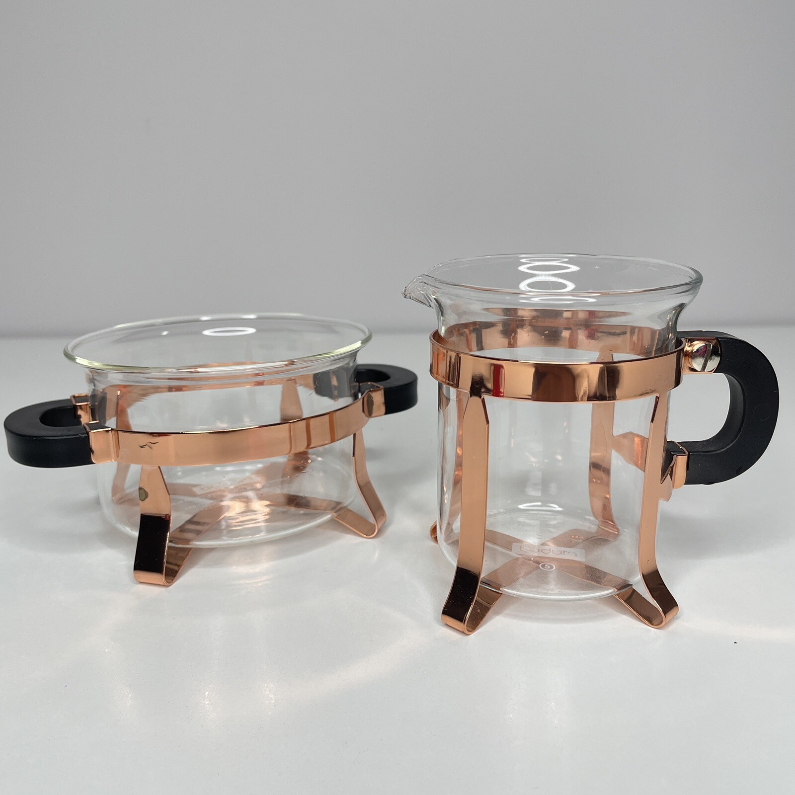 Bodum Chambord Open Sugar And Creamer Set Glass Copper Finish eBay