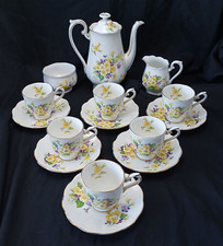 Vintage Royal Albert Primrose And Violets Coffee Set for Six - 18 pieces