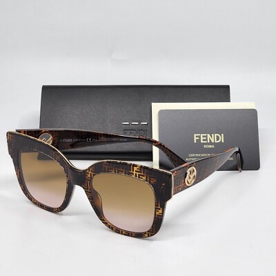 Fendi FF 0359G/S VH8 Havana Logo Pattern Brown Gradient