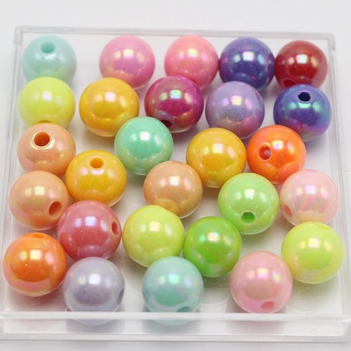 100 Mixed Bubblegum Color Luster AB Acrylic Round Beads 10mm Smooth Ball - Picture 4 of 8