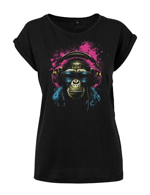 ''Affe Headset'' Damen Shirt Print Aufdruck Logo Gaming Lustig Hobby Geschenk