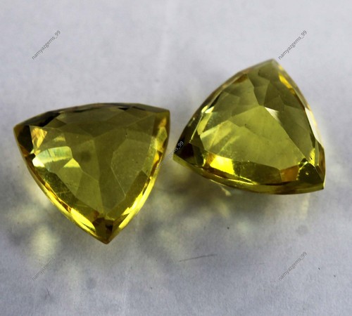 18 Ct NATURAL Sapphire Yellow Trillion Cut CERTIFIED Loose Gemstone Pair - Picture 7 of 8