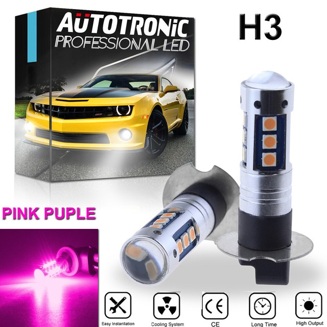 2x H3 153030SMD LED Fog Light Bulbs Car Driving Lamp DRL Pink Purple