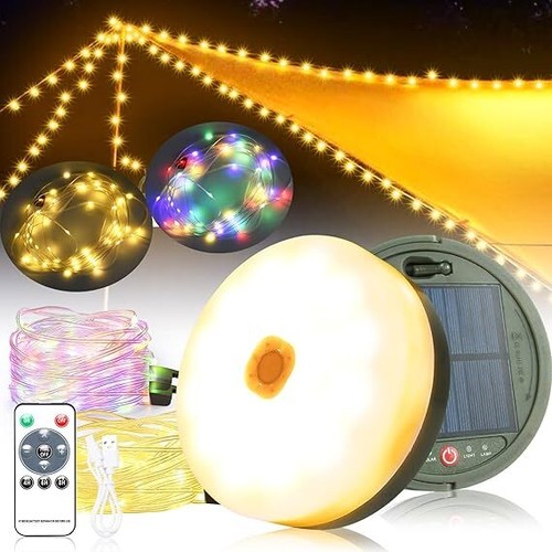 Catena Luminosa USB Campeggio Avvolgibile Catena Luminosa LED Impermeabile Solare Portatile - Foto 2 di 29