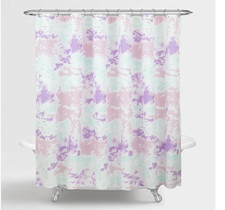 ROYALE LINENS Printed Shower Curtain 72 X 72 Inches - Tie Dye Purple Mew In Pack