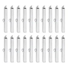 100Pcs Slide on End Clasps, 30mm Tube Ball Bead Slider Crimp End, Silver Tone