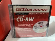 Office Depot CD-RW Re-Writable DISC 12 Pack 700MB/80 Minute Format 1x 4x Speed