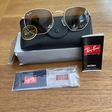 Ray-Ban RB72530 Hexagonal Unisex Sunglasses Gold Frame/Brown Flat Lens-preowned