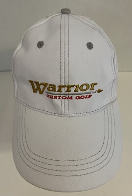 Warrior Custom Golf Hat White Gold Spellout Embroidered OSFA Golfing Golfer