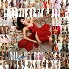 Women Sexy Fishnet Lingerie Set Lace Dress G-string Underwear Babydoll Sleepwear