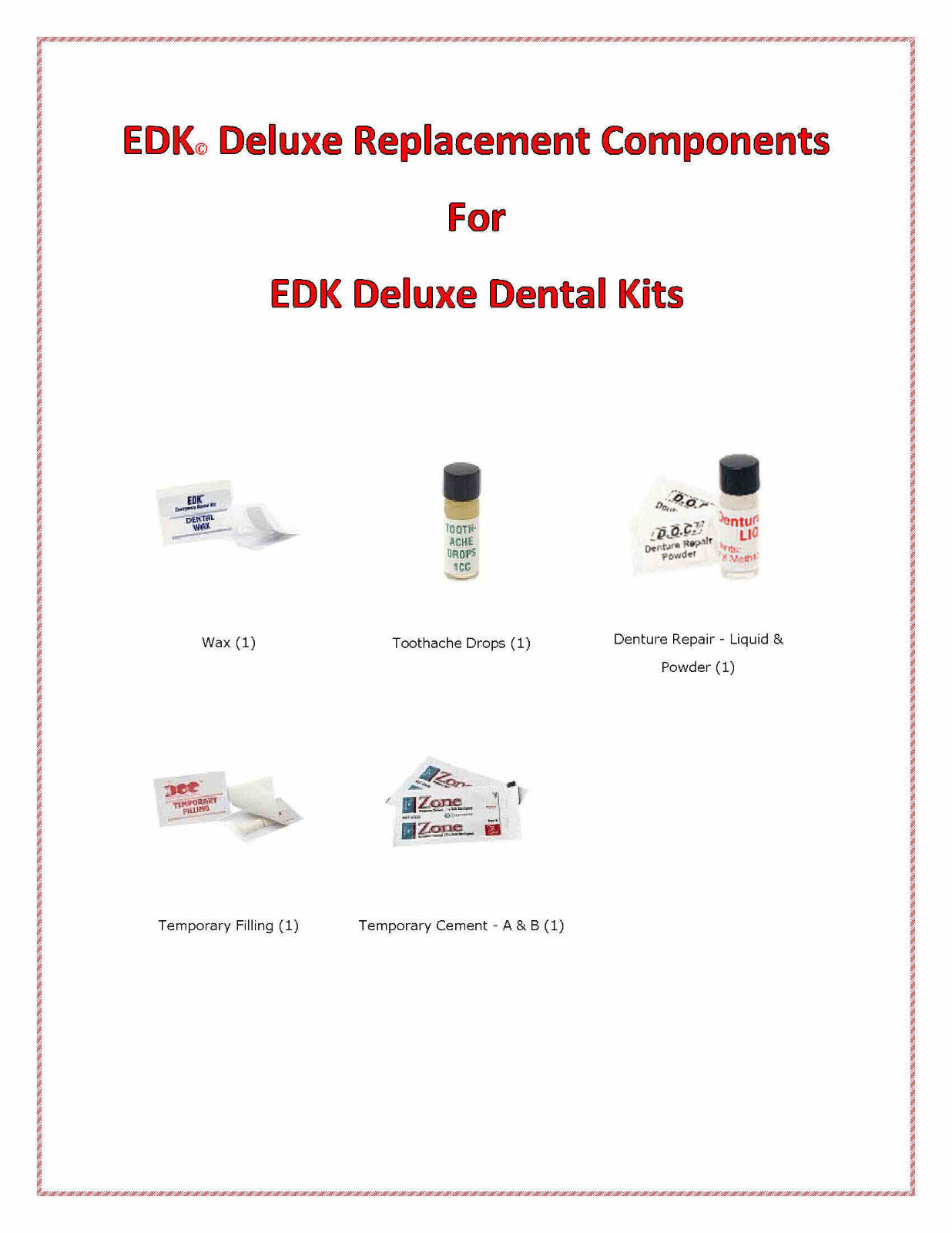Emergency Dental Repair Kit Replacement Components for EDK First Aid Kits eBay