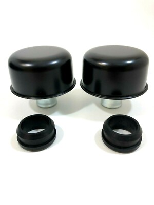 Valve Cover Breather Caps Push-In Matte Black Chevy Pontiac Ford Mopar Chrysler