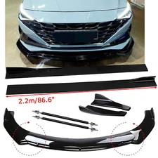 Front Lip Chin Bumper Spoiler For Hyundai Elantra Body K Side Skirt Gloss Black