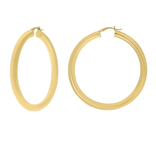 14K Yellow Gold 2.5MM Thick Small Classic Hoop Earrings 0.8 Inches