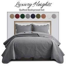 3 Piece Floral Bedspread Bedding Set Coverlet Queen King Size Quilted Bed Throw