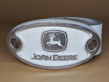 JOHN DEERE white leather belt with metal buckle